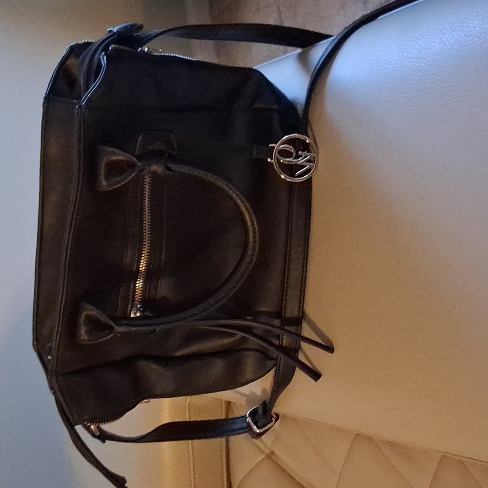Nine West Medium Black Leather Crossbody/Hand Held Bag with Silver Details